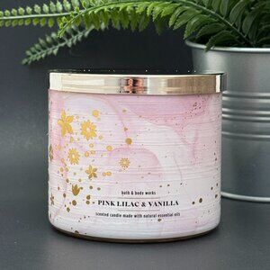 BBW Pink Lilac & Vanilla Bath & Body Works 3 Wick Candle